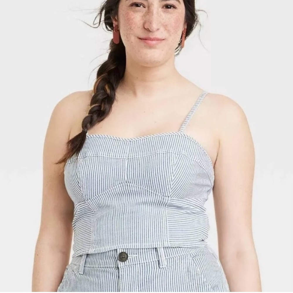 Universal Thread Demin Strip Color Crop Top Size XL